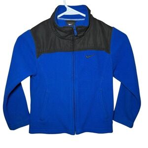 Nike Boys Size 5 Full Zip Fleece Jacket Royal Blue Black